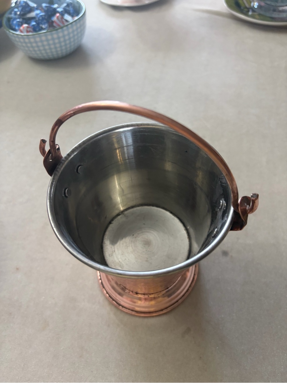 Hand-Hammered Copper Mini Bucket - Picture 4 of 7
